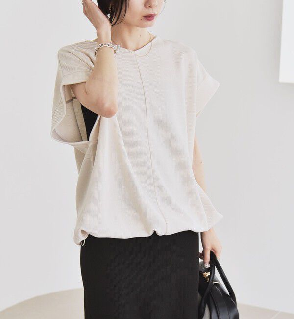 quaranciel「quaranciel:〈洗濯機可能〉ポリエステル ベロア ドロスト ルーズ プルオーバー」|Tシャツ・カットソー|