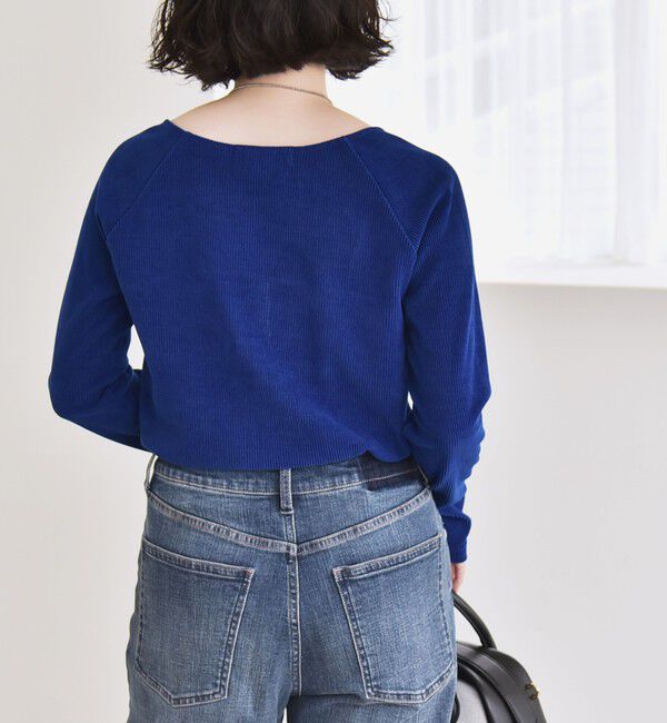 quaranciel「quaranciel:〈洗濯機可能〉ポリエステル ベロア スクエア ネック プルオーバー」|Tシャツ・カットソー|