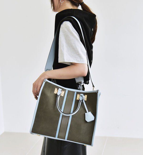 quaranciel「quaranciel: 2way パイピング ライン スクエア トート バッグ」|トートバッグ|