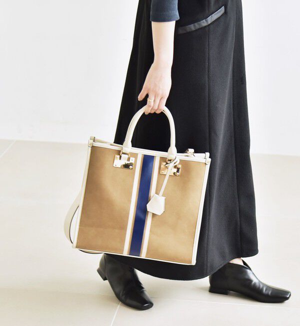 quaranciel「quaranciel: 2way パイピング ライン スクエア トート バッグ」|トートバッグ|