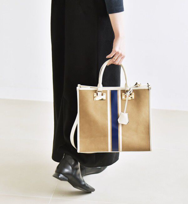 quaranciel「quaranciel: 2way パイピング ライン スクエア トート バッグ」|トートバッグ|