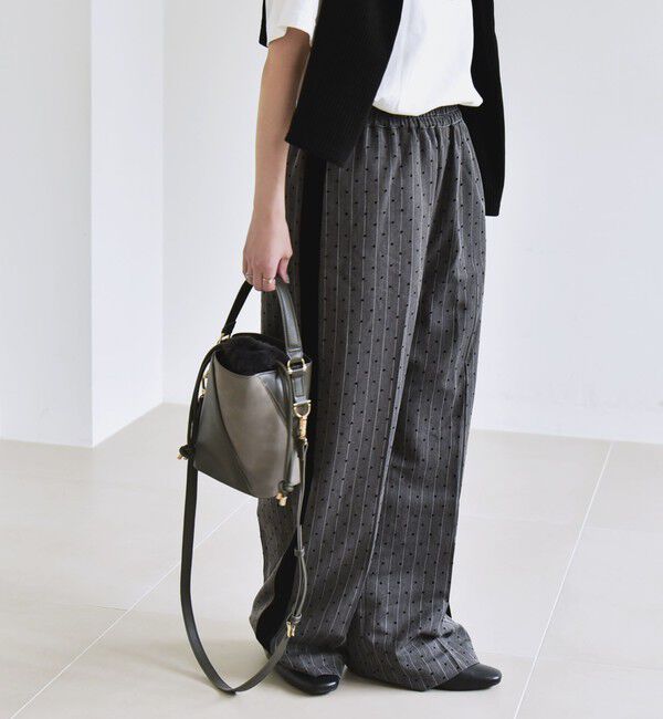 quaranciel「quaranciel:〈洗濯機可能〉フロッキー ドット ストライプ ライン イージー パンツ」|その他|