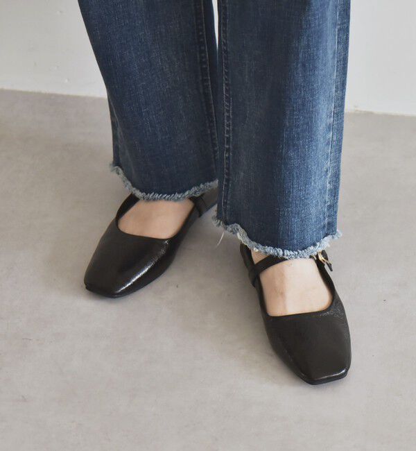 quaranciel「quaranciel: ストラップ スクエア フラット シューズ」|パンプス|