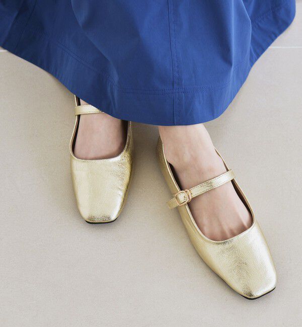 quaranciel「quaranciel: ストラップ スクエア フラット シューズ」|パンプス|