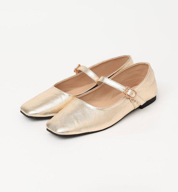 quaranciel「quaranciel: ストラップ スクエア フラット シューズ」|パンプス|