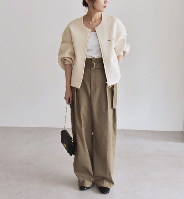 quaranciel「quaranciel:〈洗濯機可能〉ポンチ ロゴプリント スウェット ジップ ブルゾン カーディガン」|スウェット・ジャージ|