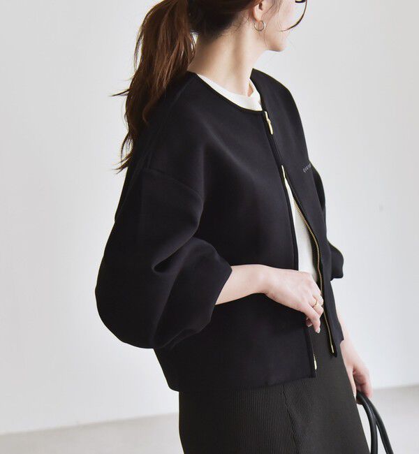 quaranciel「quaranciel:〈洗濯機可能〉ポンチ ロゴプリント スウェット ジップ ブルゾン カーディガン」|スウェット・ジャージ|