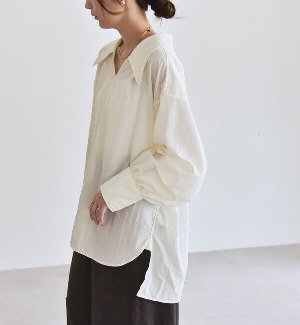 quaranciel「quaranciel: ナイロン タスラン ビッグカラー シャツ ブラウス」|シャツ・ブラウス|