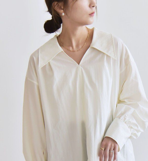quaranciel「quaranciel: ナイロン タスラン ビッグカラー シャツ ブラウス」|シャツ・ブラウス|