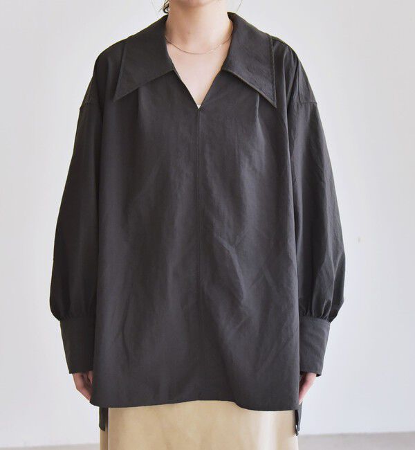 quaranciel「quaranciel: ナイロン タスラン ビッグカラー シャツ ブラウス」|シャツ・ブラウス|