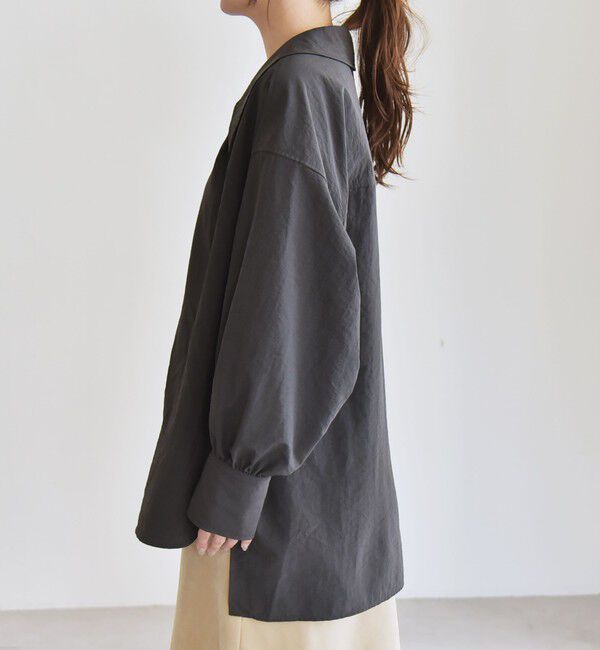 quaranciel「quaranciel: ナイロン タスラン ビッグカラー シャツ ブラウス」|シャツ・ブラウス|