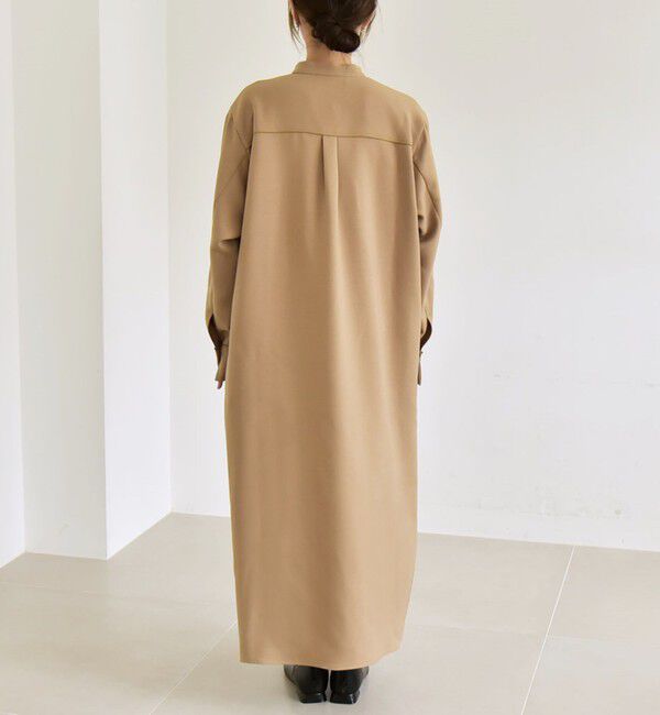 quaranciel「quaranciel:〈洗濯機可能〉ダブルクロス スタンドカラー ポケット シャツ ワンピース」|ワンピース|