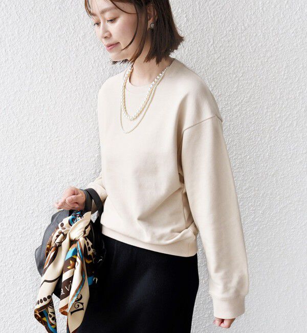 SHIPS for women「【WEB限定】〈手洗い可能〉パール調 ネックレス チャーム 付 ドルマン スウェット」|スウェット・ジャージ|