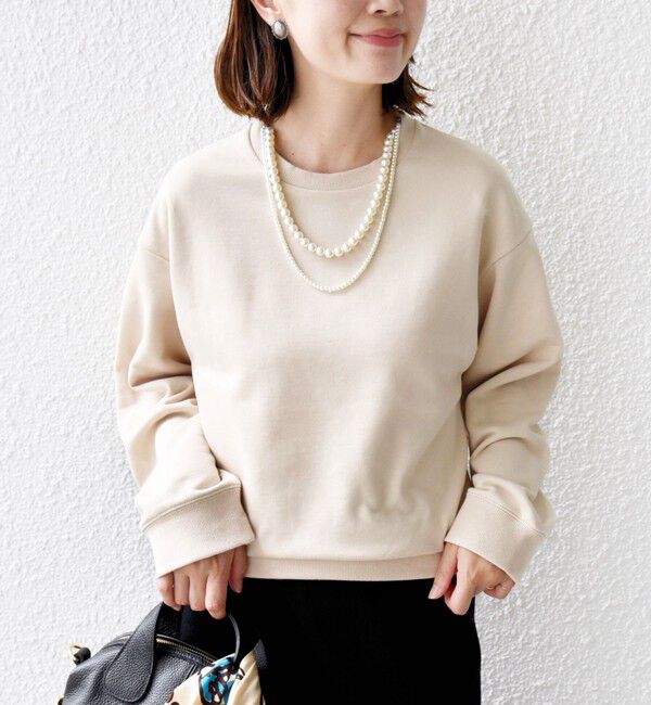 SHIPS for women「【WEB限定】〈手洗い可能〉パール調 ネックレス チャーム 付 ドルマン スウェット」|スウェット・ジャージ|