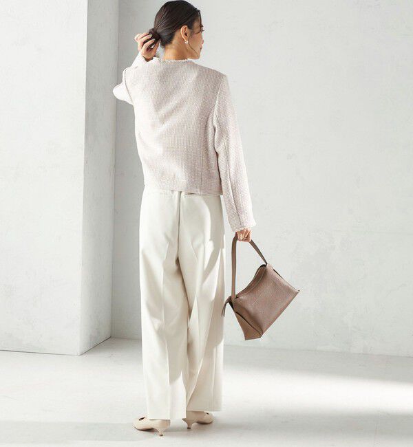 SHIPS for women「《一部追加予約》トライスピン 杢 ツイード パール モチーフ ボタン ジャケット（セレモニー対応可）」|ノーカラージャケット|