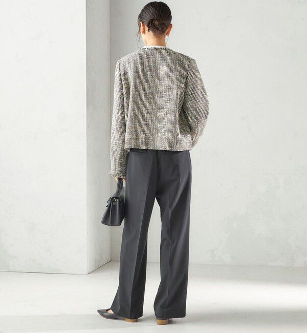 SHIPS for women「《一部追加予約》トライスピン 杢 ツイード パール モチーフ ボタン ジャケット（セレモニー対応可）」|ノーカラージャケット|