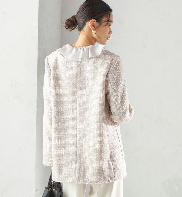 SHIPS for women「《一部追加予約》トライスピン 杢 ツイード カラーレス ジャケット（セレモニー対応可）」|ノーカラージャケット|