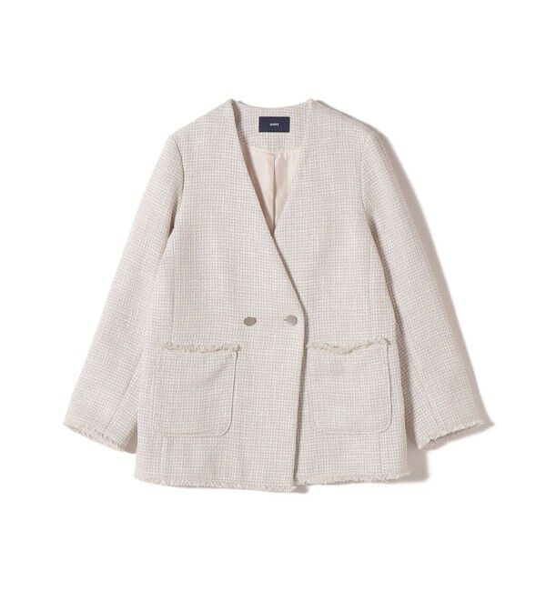 SHIPS for women「《一部追加予約》トライスピン 杢 ツイード カラーレス ジャケット（セレモニー対応可）」|ノーカラージャケット|