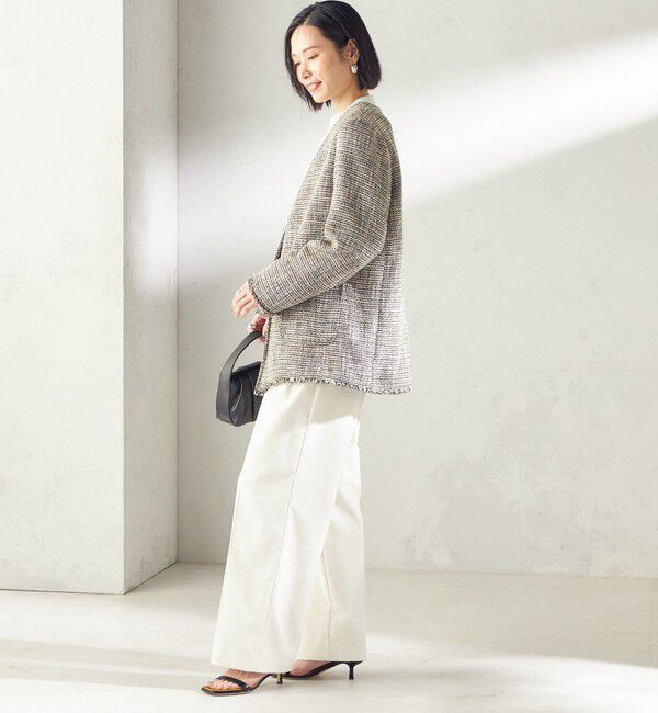 SHIPS for women「《一部追加予約》トライスピン 杢 ツイード カラーレス ジャケット（セレモニー対応可）」|ノーカラージャケット|