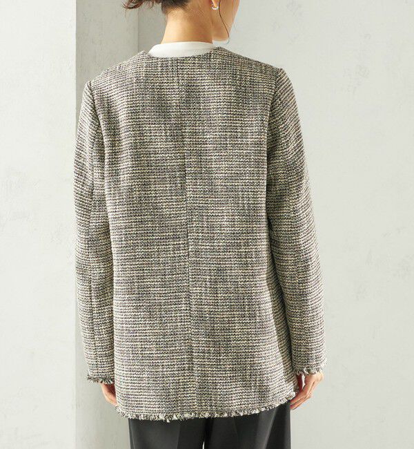 SHIPS for women「《一部追加予約》トライスピン 杢 ツイード カラーレス ジャケット（セレモニー対応可）」|ノーカラージャケット|