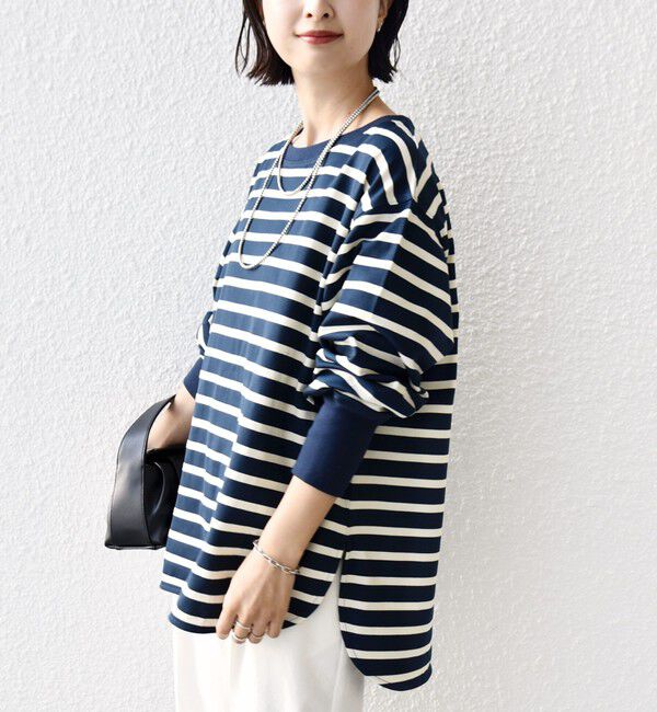 SHIPS for women「《追加予約》【SHIPS別注】TENNESSEE:〈洗濯機可能〉ワイド ボーダー TEE」|Tシャツ・カットソー|