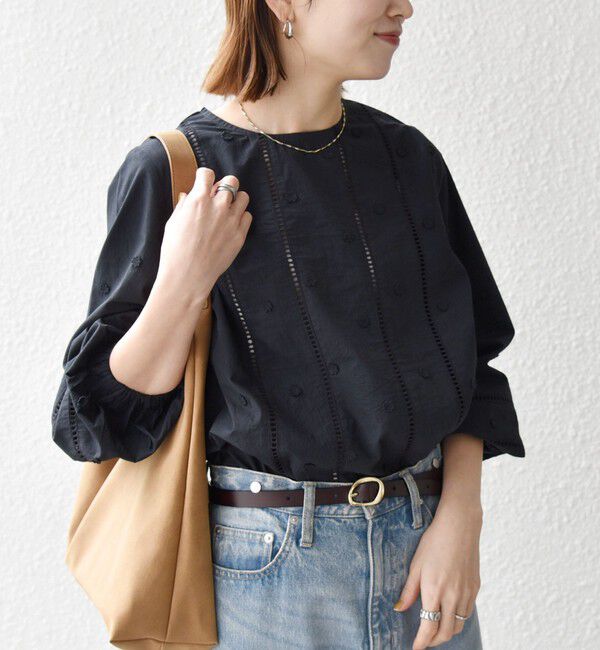 SHIPS any「【WEB限定】SHIPS any:〈洗濯機可能〉フラワー モチーフ ハシゴレース クルーネック ブラウス」|シャツ・ブラウス|