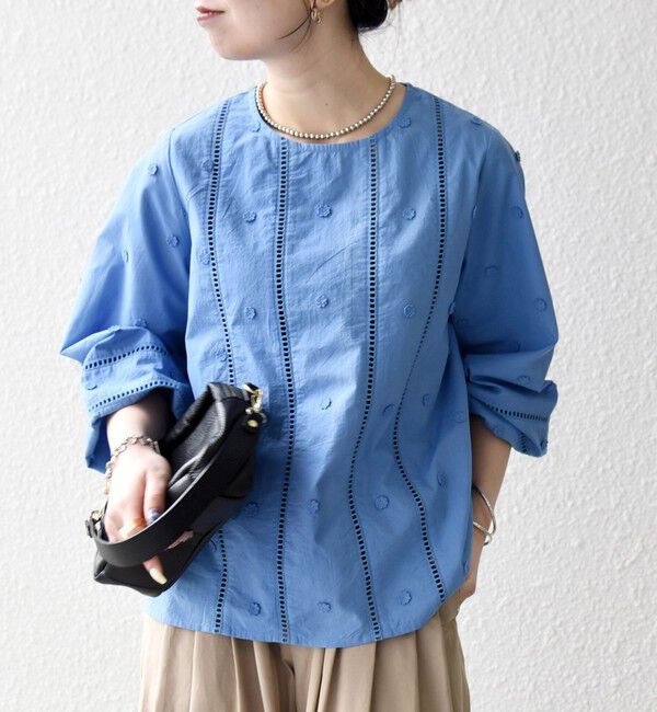 SHIPS any「【WEB限定】SHIPS any:〈洗濯機可能〉フラワー モチーフ ハシゴレース クルーネック ブラウス」|シャツ・ブラウス|