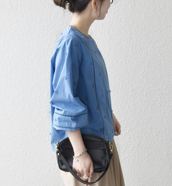 SHIPS any「【WEB限定】SHIPS any:〈洗濯機可能〉フラワー モチーフ ハシゴレース クルーネック ブラウス」|シャツ・ブラウス|