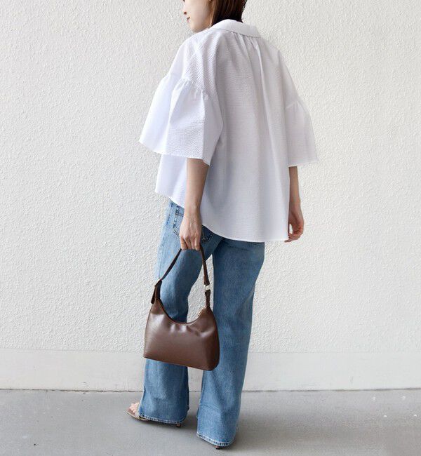 SHIPS for women「《予約》【WEB限定】〈手洗い可能〉サッカー ギャザー シャツ 羽織」|シャツ・ブラウス|