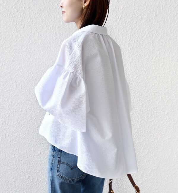 SHIPS for women「《予約》【WEB限定】〈手洗い可能〉サッカー ギャザー シャツ 羽織」|シャツ・ブラウス|