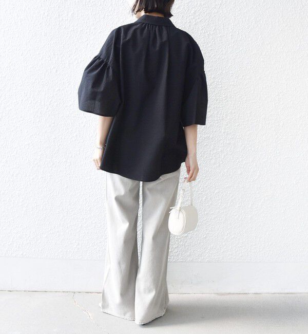 SHIPS for women「《予約》【WEB限定】〈手洗い可能〉サッカー ギャザー シャツ 羽織」|シャツ・ブラウス|