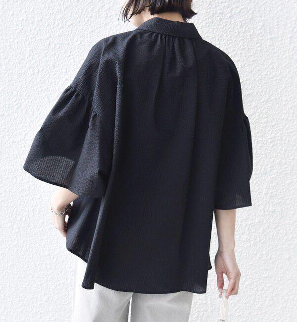 SHIPS for women「《予約》【WEB限定】〈手洗い可能〉サッカー ギャザー シャツ 羽織」|シャツ・ブラウス|