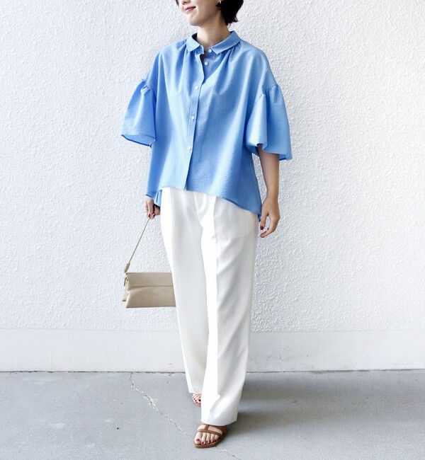 SHIPS for women「《予約》【WEB限定】〈手洗い可能〉サッカー ギャザー シャツ 羽織」|シャツ・ブラウス|