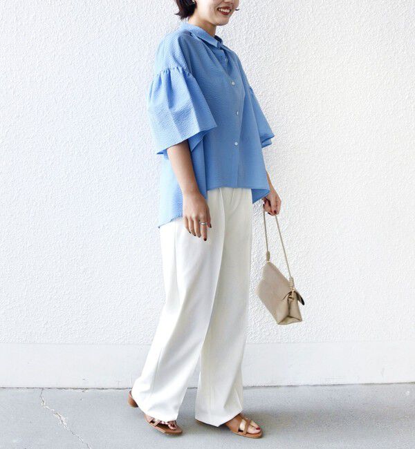 SHIPS for women「《予約》【WEB限定】〈手洗い可能〉サッカー ギャザー シャツ 羽織」|シャツ・ブラウス|