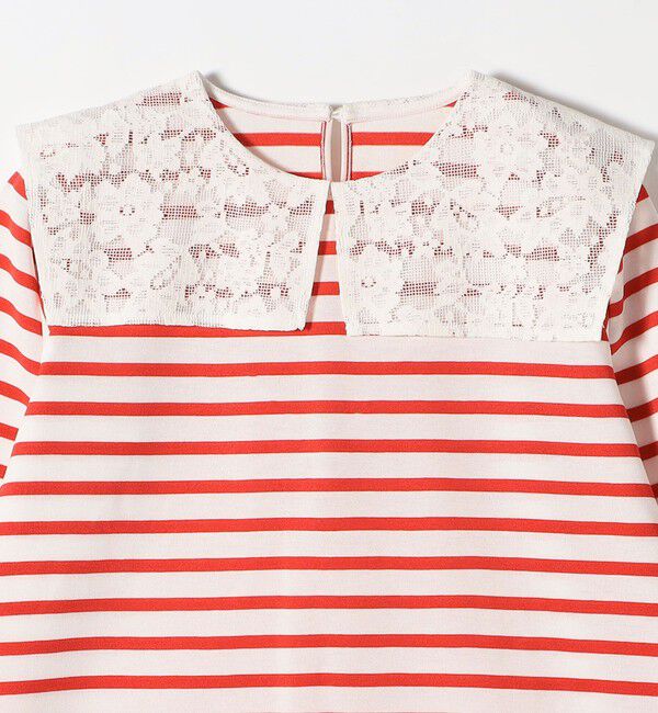 SHIPS any「《予約》SHIPS any:〈洗濯機可能〉マリンボーダー レース 襟 プルオーバー」|Tシャツ・カットソー|