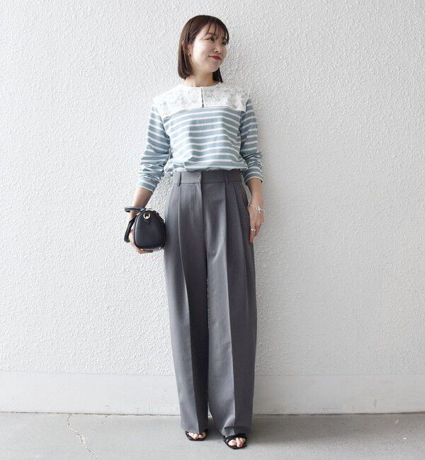 SHIPS any「《予約》SHIPS any:〈洗濯機可能〉マリンボーダー レース 襟 プルオーバー」|Tシャツ・カットソー|