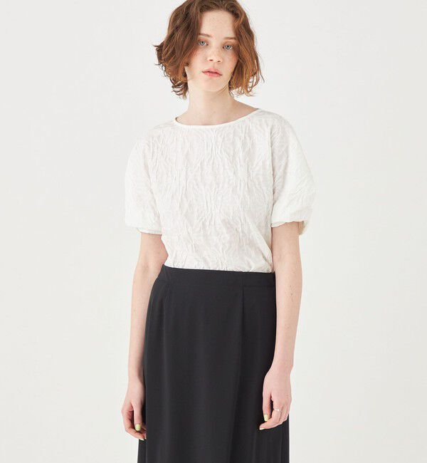 Ballsey「フラワージャカード ツイストスリーブブラウス」|シャツ・ブラウス|