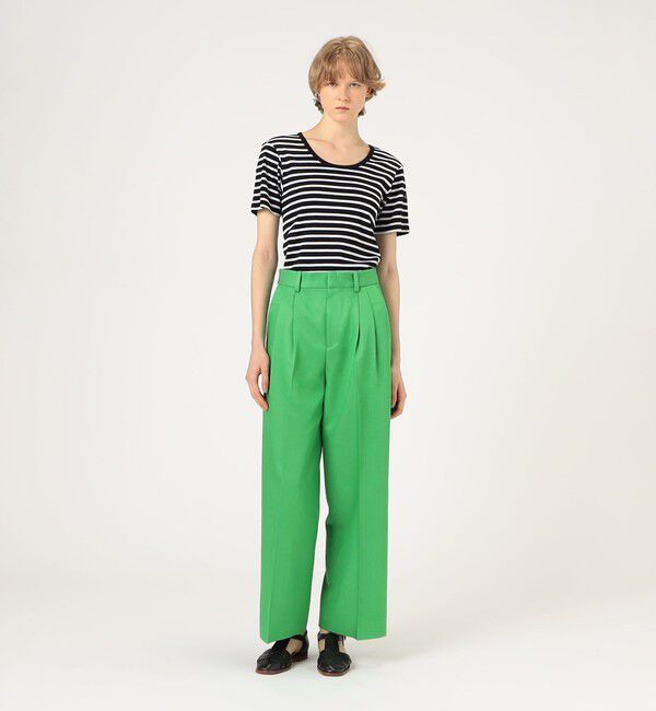 MACPHEE「ウールレーヨンツイル タックワイドパンツ」|スラックス|