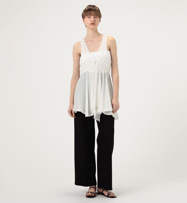 DES PRES「シルクジョーゼット ペプラムノースリーブブラウス」|シャツ・ブラウス|