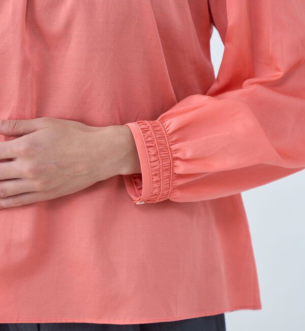 Ballsey「コットンシルクサテン シャーリングブラウス」|シャツ・ブラウス|