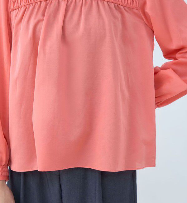 Ballsey「コットンシルクサテン シャーリングブラウス」|シャツ・ブラウス|