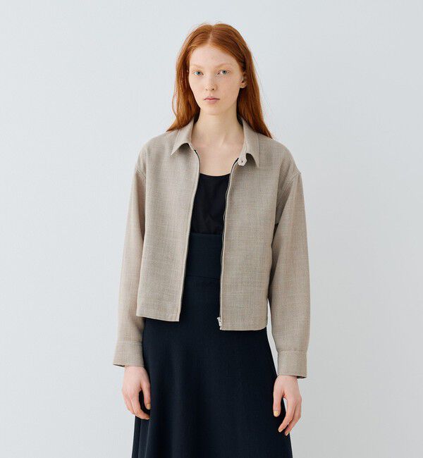 GALERIE VIE「リネンテクスチャー ジップアップジャケット」|ブルゾン・スタジャン|