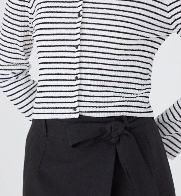 Ballsey「ランダムリブボーダー ショートカーディガン」|カーディガン|