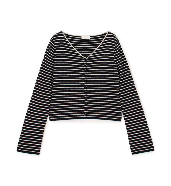 Ballsey「ランダムリブボーダー ショートカーディガン」|カーディガン|68 ネイビー系