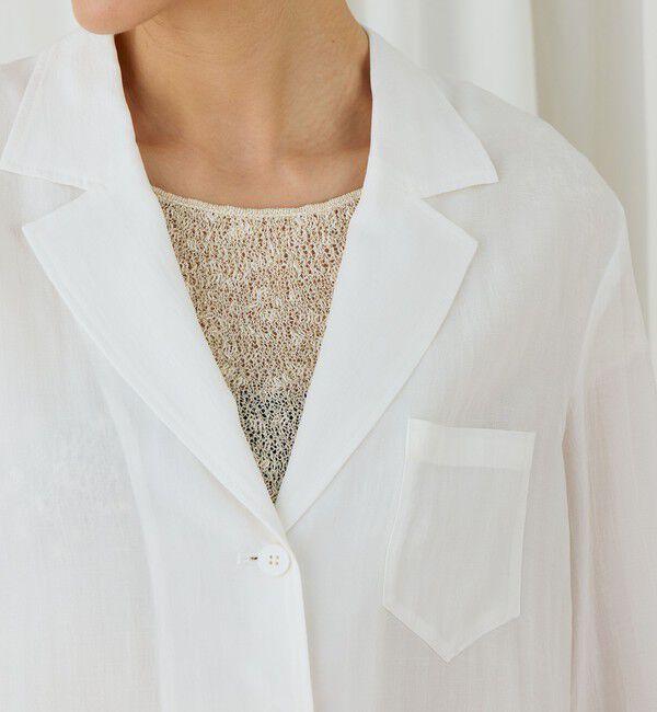 DES PRES「キュプラコットンストライプ シャツジャケット」|テーラードジャケット|