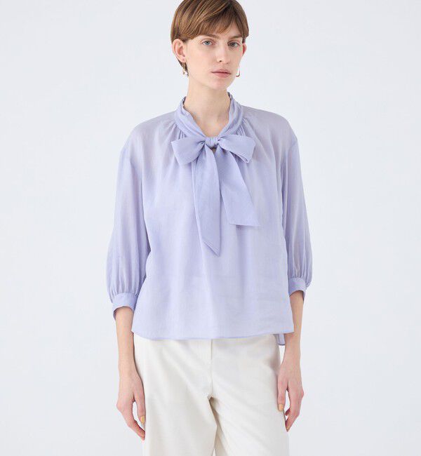 Ballsey「スムースラミー バイヤスボウタイブラウス」|シャツ・ブラウス|