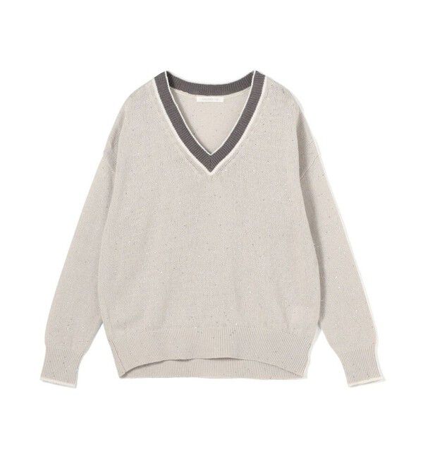 GALERIE VIE「リネンコットンスパンコール Vネックプルオーバー」|ニット・セーター|81 シルバー