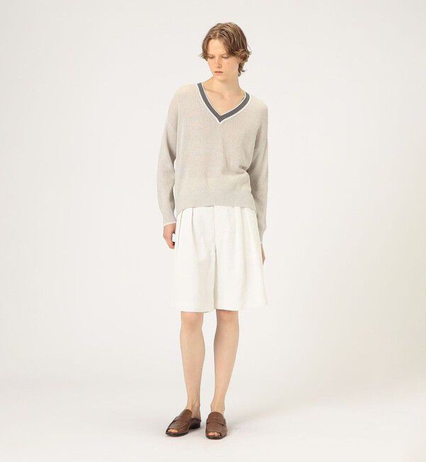 GALERIE VIE「リネンコットンスパンコール Vネックプルオーバー」|ニット・セーター|