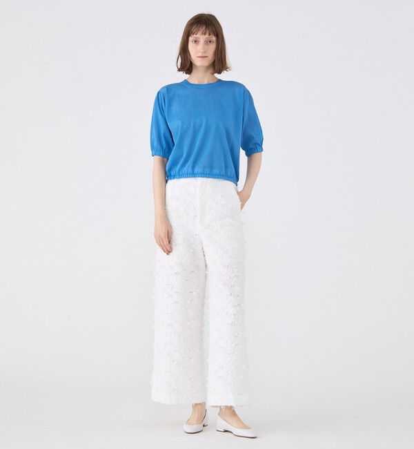 MACPHEE「フラワーカットジャカード セミワイドパンツ」|その他|