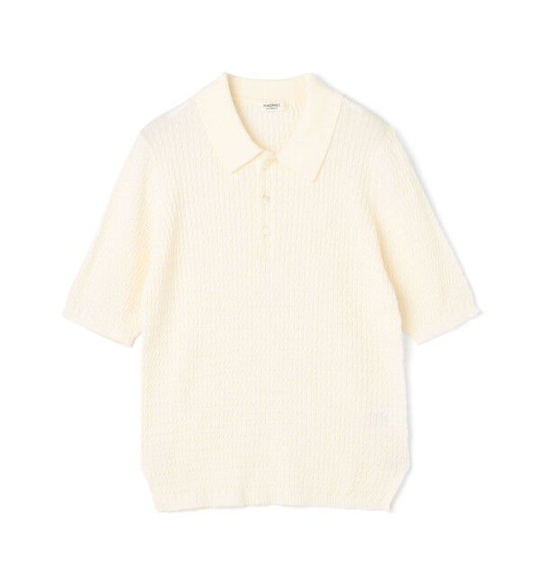 MACPHEE「コットンナイロンケーブル ポロプルオーバー」|ニット・セーター|11 ホワイト